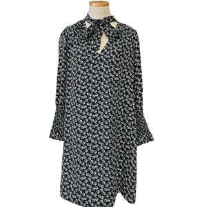 Rebecca Taylor Dress Soft Black Silk Floral Print Size 6